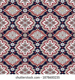 seamless India traditional  paisley pattern on navy