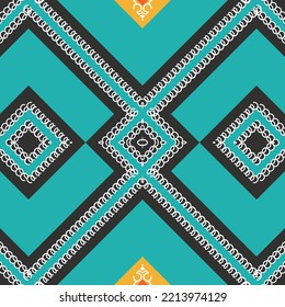Seamless Indian ethnic pattern. traditional pattern background It is a pattern created by combining geometric shapes. Create beautiful fabric patterns. Design for print. Using in the fashion industry.