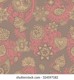 Seamless Indian ethnic patterns in the style of mehndi body painting