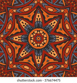seamless indian ethnic tribal pattern. Geometric star background