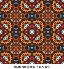 seamless indian ethnic tribal pattern. Geometric background