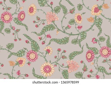 Seamless Indian Floral Ethnic Pattern Colored Stock Vector (Royalty ...