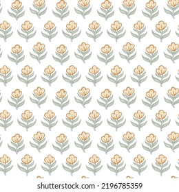 seamless Indian mughal green flower motif white background.Indian floral vector seamless pattern design 