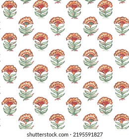 seamless Indian mughal red paisley butta flower motif background