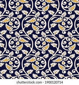 seamless Indian paisley pattern on navy