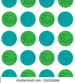 Seamless indian pattern and asian ornament with elephant. Vector