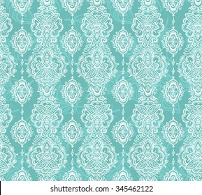 Seamless indian pattern based on traditional Asian floral elements Paisley. Vector hand drawn illustration.