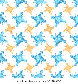 Seamless indian pattern with geometric ornate. Vector tradition ornament background. Boho apparel art, vintage design for fabric, textile, wallpapper, packaging and more.