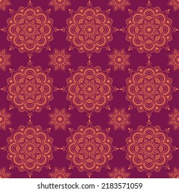 Patrón indio impecable con mandala y floral. Ilustración de elemento vectorial arabic para textil en la decoración de estilo geométrico abstracto de la impresión de fondo vintage