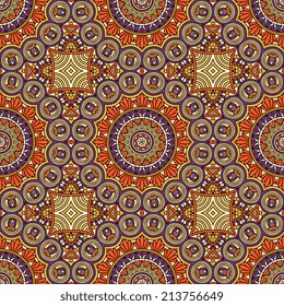 Seamless indian pattern. Round Ornament Pattern. Vintage decorative elements. Hand drawn background. Islam, Arabic, Indian, ottoman motifs.