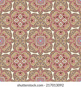 Seamless indian pattern. Vintage decorative elements. Hand drawn background. Islam, Arabic, Indian, ottoman motifs.