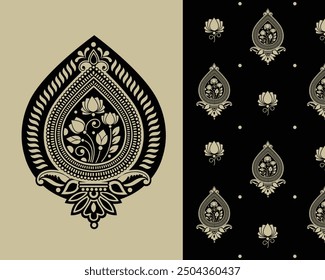 seamless indian textile paisley and floral Butta Design