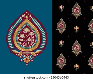seamless indian textile paisley and floral Butta Design