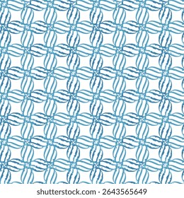Seamless indigo blue flower pattern. Big blossom Check flower pattern on white background .Design pattern with abstract white color textured pattern.
