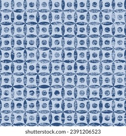 Seamless indigo blue geometric textured pattern on cyan background. Can be used for wallpaper,surface textures,textiles..,