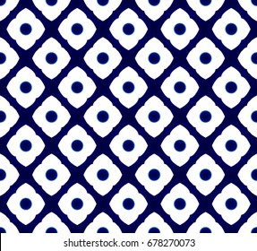 Seamless indigo blue and white simple art decor vector, Chinese blue and white pottery background, Thai porcelain benjarong pattern
