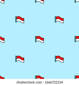 Seamless Indonesian State Flags Pattern. Indonesian National Flag and Ensign, Vector Illustration EPS 10.