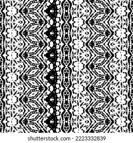 Seamless Ink Ink Batik. Black Colour Art Doodle Pattern. Black Color Ethnic Wavy Batik. Simple African Pattern. Native Dark Scribble Vector. Doodle Stripe Ink Pattern. Abstract Art Tribal Design