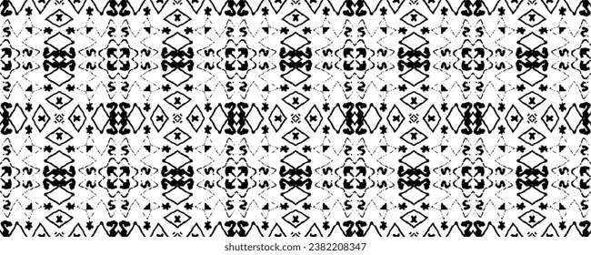 Batik De Tinta Sin Marea. Vector de mano tribal simple. Patrón nativo oscuro Doodle. Textura de Doodle Oscura en Color Negro. Batik con tinta étnica. Patrón mexicano de color negro. Diseño de Doodle de tinta abstracta