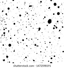 Seamless Ink blots Grunge urban background.Texture Vector. Dust overlay distress grain . Black paint splatter , dirty, poster for your design. Hand drawing illustration