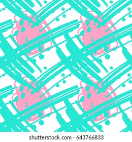 Seamless ink doodle pattern grunge texture.Trendy modern ink artistic design with authentic and unique scrapes, watercolor blotted background for a logo, cards, invitations, posters, banners.
