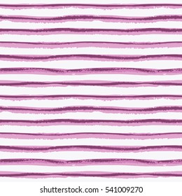 Seamless ink hand drawn stripe texture on white background. Purple trendy color endless pattern. 