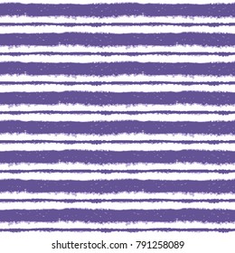 Seamless ink hand drawn stripe texture on white background. Ultra violet and white endless pattern. Ornament in trendy colors.