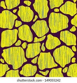 seamless inlay of mosaic pattern of stones. Brown background, yellow spots with a texture that simulates deep scratches.