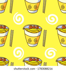 Seamless Instant Noodles Pattern, Vector Illustration EPS 10.