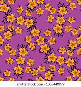 Seamless interesting pattern wth unusualy tropical flowers . Fashion pattern. Trend illustration
