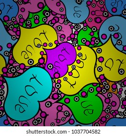 Seamless Interesting typography. Vector illustration. Love design with different elements. Valentines day background on black, blue and yellow colors.