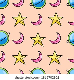 seamless intergalactic adventure background. repeat pattern background design