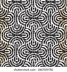Seamless interlaced stylish pattern. Repeating vector geometric background design with thin arcs.