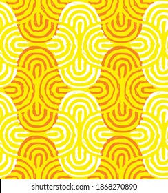 Seamless interlaced stylish pattern. Repeating vector geometric background design with thin arcs.