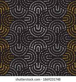 Seamless interlaced stylish pattern. Repeating vector geometric background design with thin arcs.