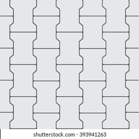 Seamless Interlocking Pavement Background - Grey Vector Pattern