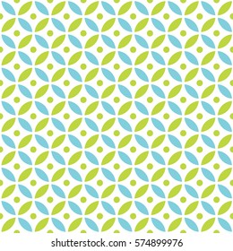 Seamless Intersecting Geometric Vintage Blue and Green Circle Pattern