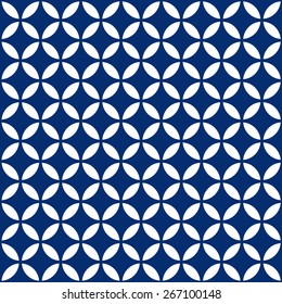 Seamless Intersecting Geometric Vintage Navy Blue Circle Pattern