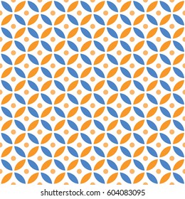 Seamless Intersecting Geometric Vintage Orange and Blue Circle Pattern