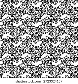 Seamless Intertwined Ornamental Pattern with Black Swirls on White Background