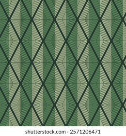 A seamless and intricate geometric pattern featuring alternating shades of green triangles, creating a visually captivating and symmetrical design.