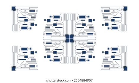 A seamless, intricate pattern mimicking the layout of a futuristic circuit board