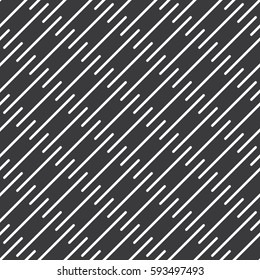 Seamless inverse black and white diagonal geo pop art mod horizontal sticks with rounded ends textile pattern vector