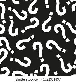 Seamless Inverse Black And White Question Mark Symbol Pattern Vector