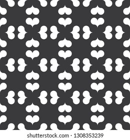 Seamless inverse black and white square hearts pattern vector