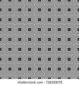 Seamless inverse black and white squares outline op art pattern vector