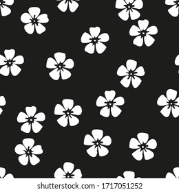 Seamless inverse black and white vintage Japanese textile kimono cherry blossoms stencil pattern vector