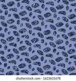 Seamless Irregular Blue Gray Colored. Abstract Stone Shapes Light Blue. Background Vector Pattern.