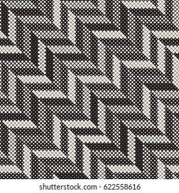 Seamless Irregular Geometric Pattern. Abstract Black and White Modern Halftone Background. Vector Chaotic Rectangles Zigzag Texture