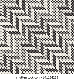 Seamless Irregular Geometric Pattern. Abstract Black and White Modern Halftone Background. Vector Chaotic Rectangles Zigzag Texture